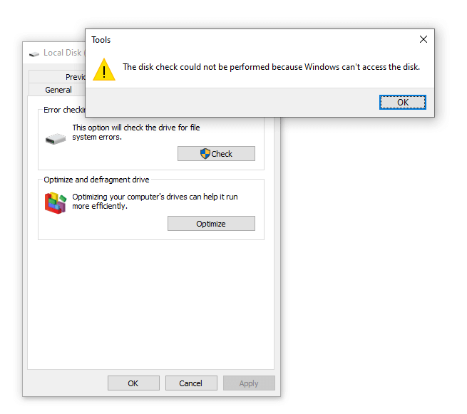 Windows Cannot Access the Disk