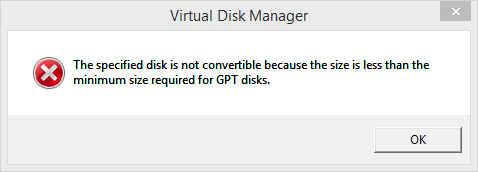 The Specified Disk Is Not Convertible