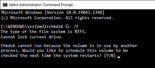 Chkdsk Cannot Run Because the Volume Is in Use by Another Process
