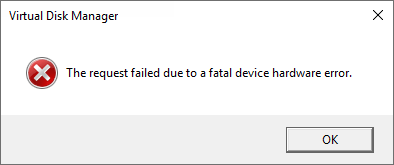 The Request Failed Due to A Fatal Device Hardware Error