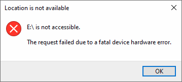 The Request Failed Due to A Fatal Device Hardware Error