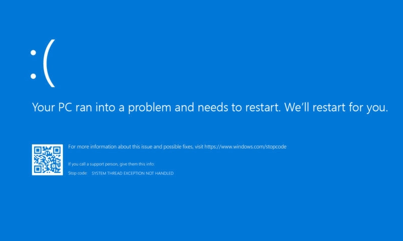 SYSTEM THREAD EXCEPTION NOT HANDLED