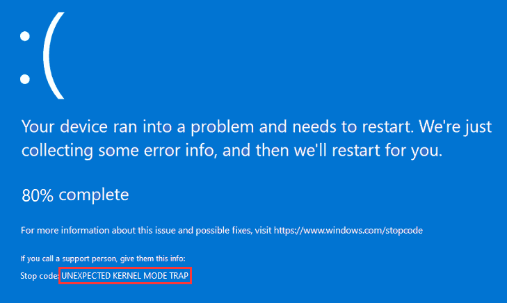 UNEXPECTED KERNEL MODE TRAP