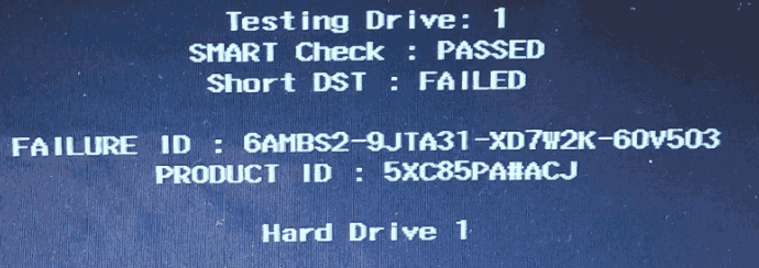 Hard Drive Short DST Check Failed