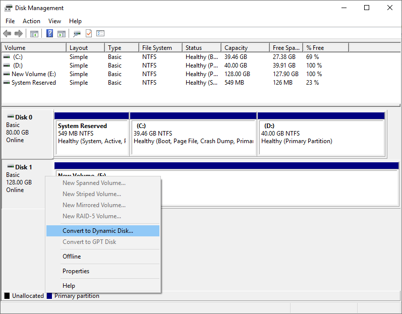Convert to Dynamic Disk