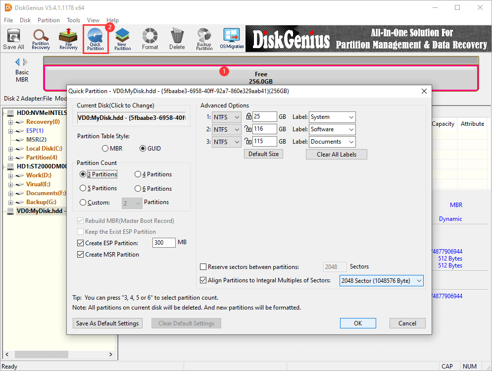 partition USB drive